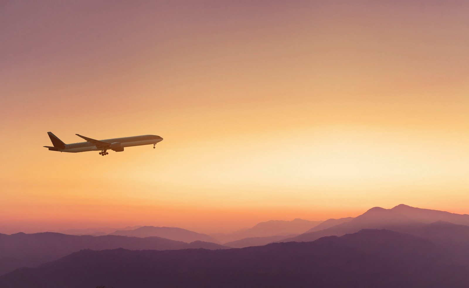 travel,  airplane in sunset sky